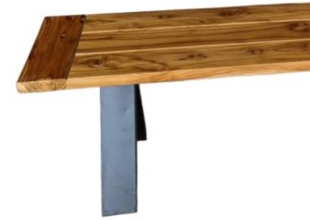 Home Trends & Design Artemis Natural Metal/Teak Small Patio Bench-1