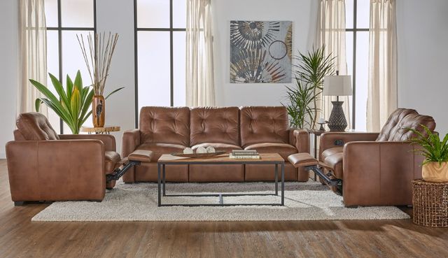Hughes Furniture® 53019 Sheath Caramel Manual Reclining Sofa-1