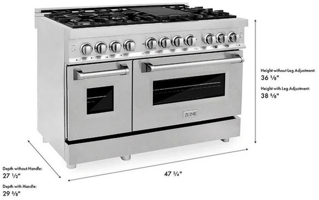 ZLINE 48" Satin Stainless Steel Pro Style Dual Fuel Range-2
