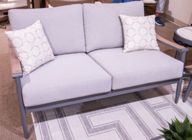 Signature Design by Ashley® North Island Gray Aluminum/Fabric Outdoor Loveseat-1