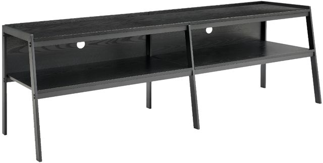 Monarch Specialties Inc. Black 72" Wood Grain TV Stand with Black Metal Frame-0