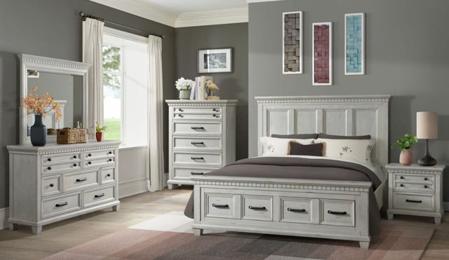 Elements International McCoy Antique White Nightstand-1