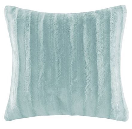 Olliix by Madison Park Duke Blue Faux Fur Square Pillow-0