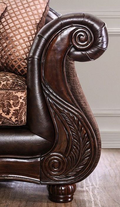 Furniture of America® Elpis 2-Piece Brown/Espresso Sofa and Loveseat-3