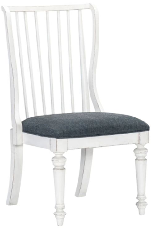 Legacy Classic Cottage Park Aged White/Caitlin Cobalt Slat Back Side Chair-0