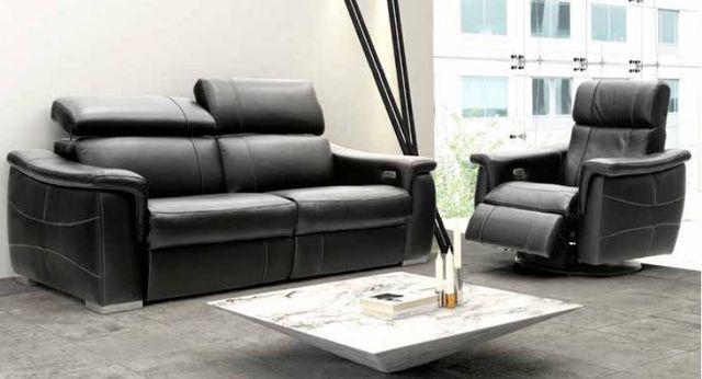 Fornirama 3485 Black Power Reclining Condo Sofa with Adjustable Headrest-2