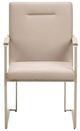 Michael Amini® Marin Brushed Stainless Steel/Greige Dining Arm Chair-2