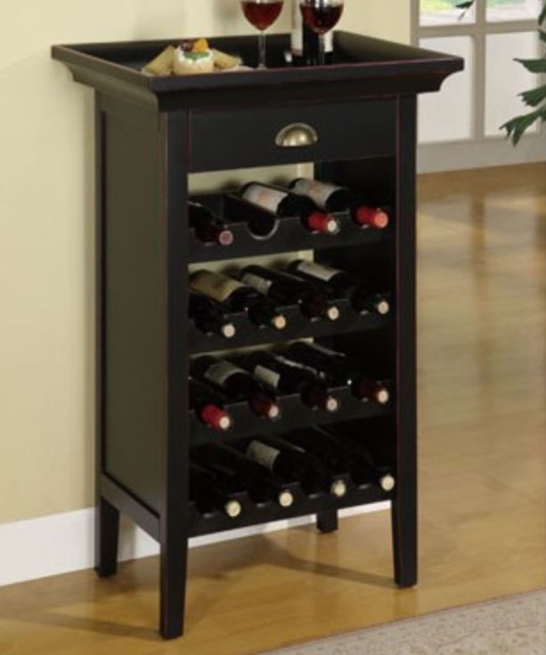 Powell® Black Wine Cabinet-2