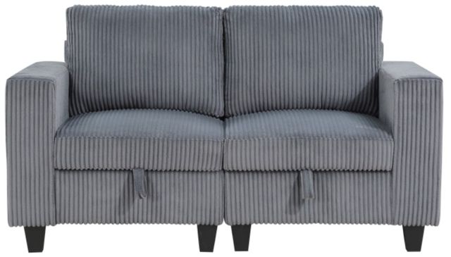 Homelegance® Walterboro Dark Gray 64" Loveseat with Storage and Charging Ports-2