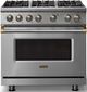 Viking® 5 Series 36" Stainless Steel Pro Style Gas (LP) Range with Brushed Brass Trim-3