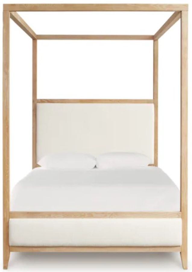 Bassett® Furniture Courtland Brown/White Queen Upholstered Canopy Bed-1