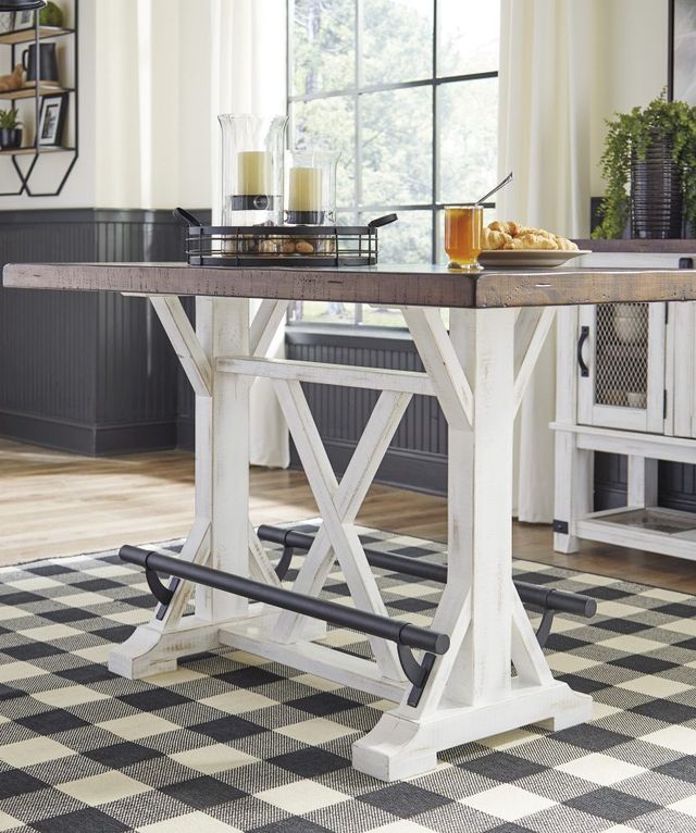 Signature Design by Ashley® Valebeck Brown Counter Height Dining Table with White Base-1