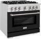 ZLINE Select 36" Satin Stainless Steel Pro Style Dual Fuel Range with Black Matte Door-1