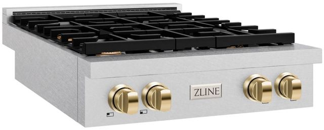 ZLINE Paramount Autograph Edition 30" Satin Stainless Steel Gas Cooktop with Polished Gold Accents-1