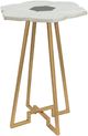A & B Home White Flower Shaped Marble Tabletop With Gold Legs Accent Table-0