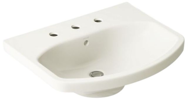 Kohler Cimarron® Biscuit 22.75" Widespread Faucet Holes Rectangular Pedestal Bathroom Sink-0