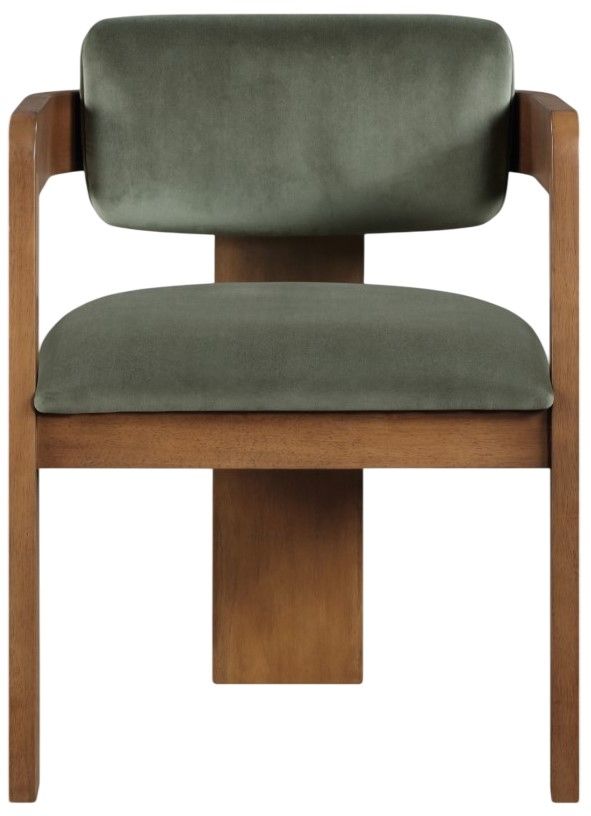Meridian Furniture Sacha Green/Walnut Velvet Dining Chair-1