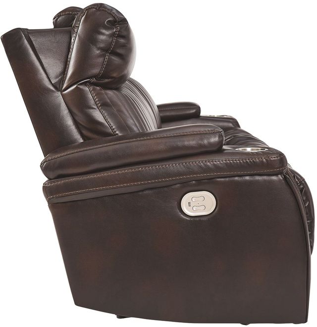 Signature Design by Ashley® Team Time Chocolate Power Reclining Sofa with Adjustable Headrests-3