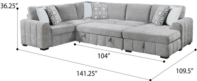 Emerald Home Ritchie 4-Piece Gray Sleeper Sectional-3