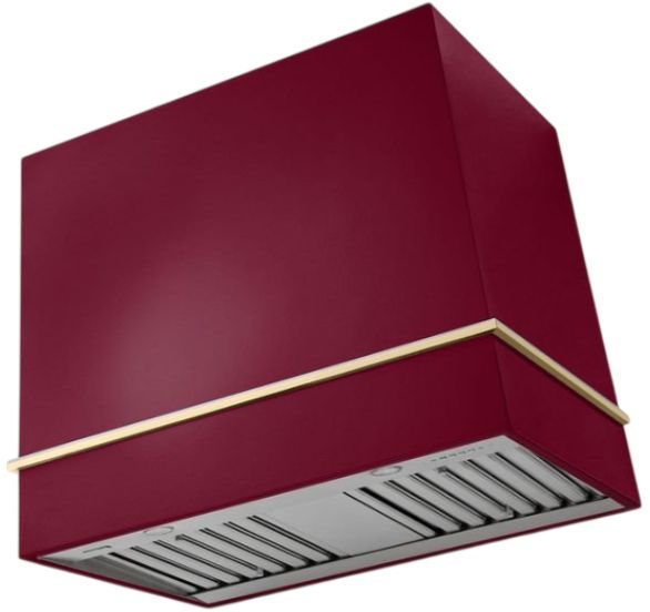 AGA Loge 36" Cranberry Wall Mounted Range Hood with Polished Brass Trim-0