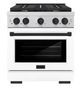 ZLINE Autograph Edition 30" Stainless Steel Pro Style Gas Range with White Matte Door and Matte Black Accents-0