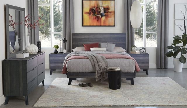 American Wholesale Furniture Mid Century Gray Full Panel Bed-1