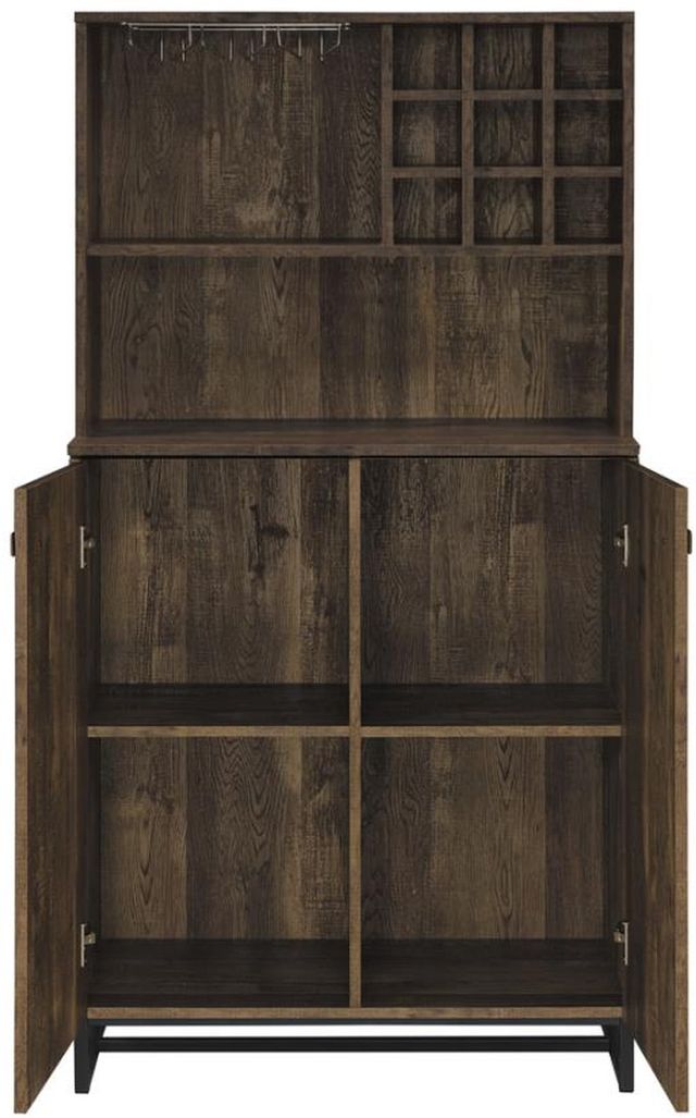 Coaster® Mendoza Rustic Oak Herringbone/Gunmetal 2-Door Wine Cabinet-3