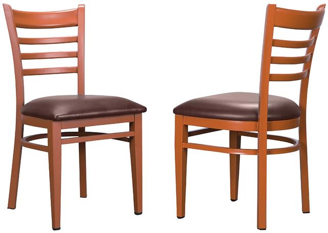 Linon Kara 2-Piece Burgandy/Dark Honey Vinyl Metal Side Chairs-0