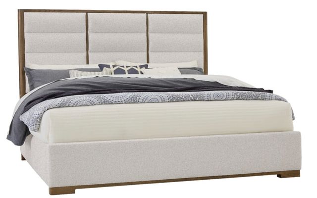 LM Co Home By Vaughan-Bassett Crafted Oak by Ben & Erin Napier Aged Gray/Oatmeal King Upholstered Panel Bed-0