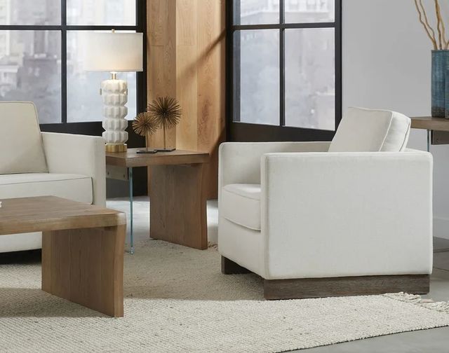 Modus Furniture One Bisque Top End Table with Clear Base-1
