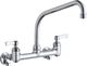 Elkay Chrome Foodservice 8" Centerset Wall Mount Faucet with 10" High Arc Spout and 4" Wristblade Handles-0