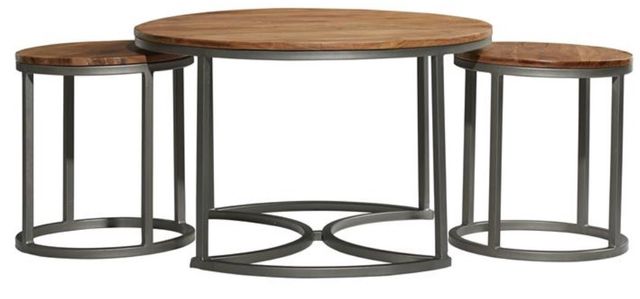 Deco Marche 3-Piece Brown Nesting Coffee Table with Gray Base-1