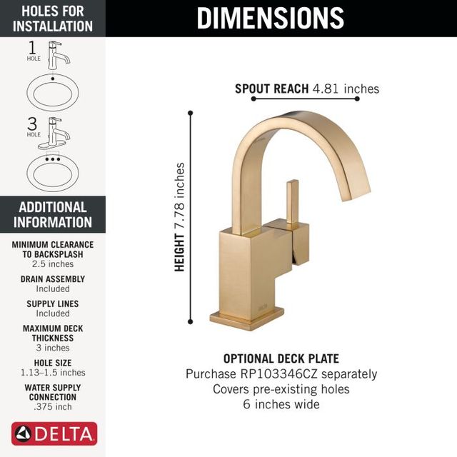 Delta Vero® Champagne Bronze Single Handle Bathroom Faucet-3