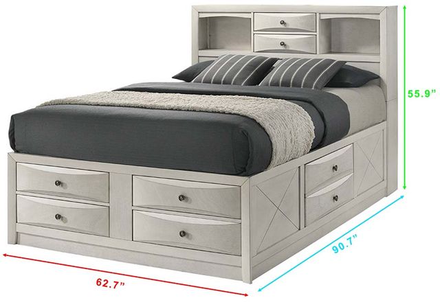 Crown Mark Emily White Queen Bookcase Bed-2