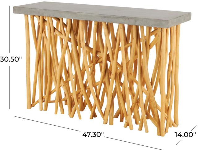 Deco Marche Gray Top Console Table with Brown Base-2