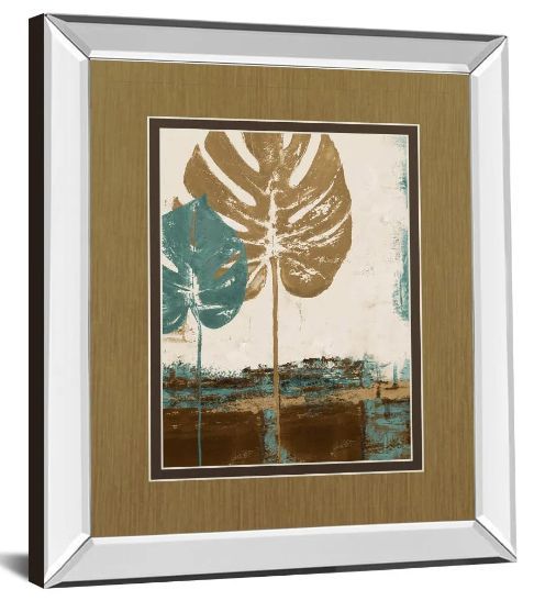 Classy Art Blue Leaves Il by Patricia Pinto Mirror Framed Wall Art-1