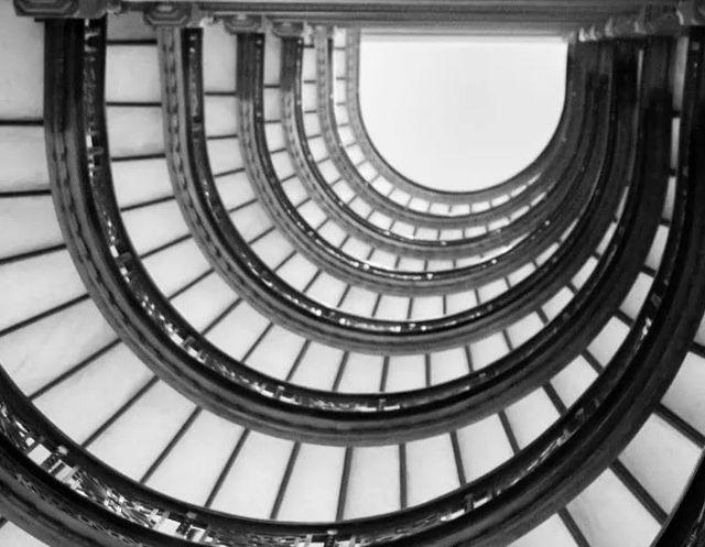 Classy Art Black/White Spiral Stairs Wall Art-1