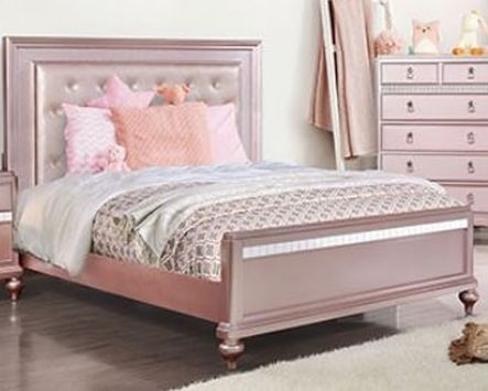 Furniture of America® Avior Rose Gold Queen Upholstered Bed