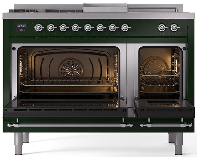 Ilve® Nostalgie II Series 48" Emerald Green Pro Style Dual Fuel Range-1