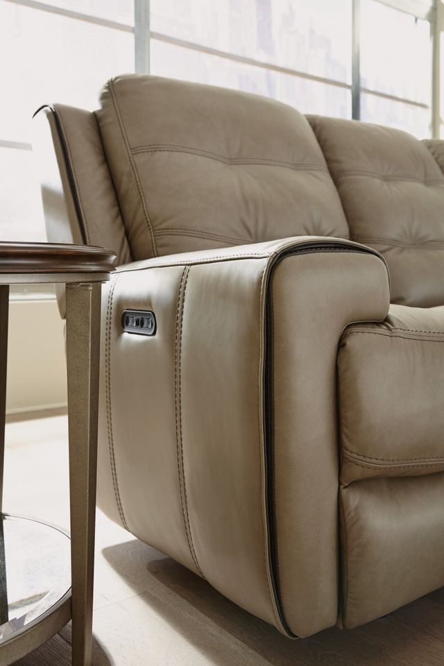 Flexsteel® Wicklow Beige Power Gliding Recliner With Power Headrest-2
