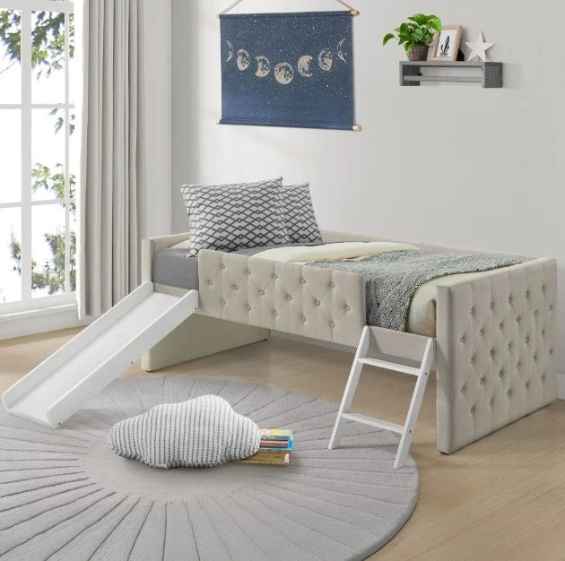 Intercon Addyson Fog Youth Twin Upholstered Loft Bed-1