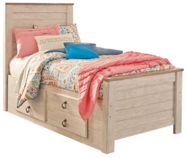 Signature Design by Ashley® Willowton 5-Piece Whitewash Twin Youth Panel Storage Bed Set-2