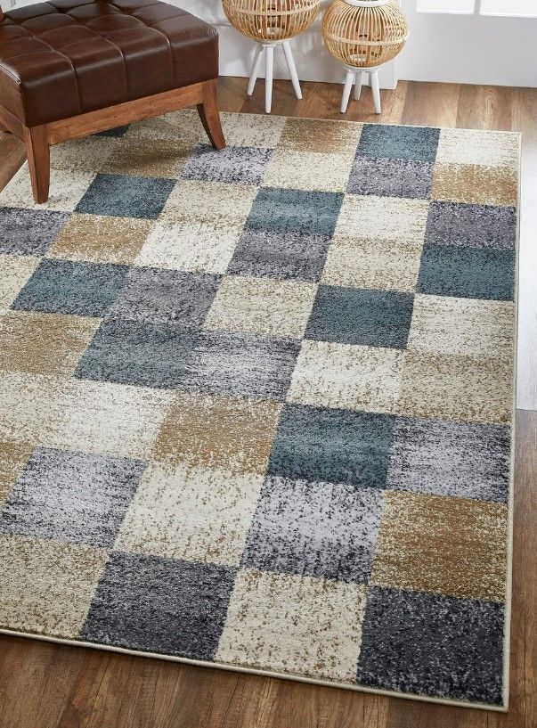 KAS Rugs Avalon Ivory Checkered 5'x8' Area Rug-4