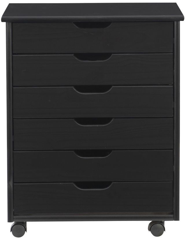 Linon Rudy Black Wide Rolling Storage Cart-2