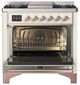 Ilve® Majestic III 36" Antique White Pro Style Dual Fuel Liquid Propane Range with Triple Glass Door and Copper Trim-1