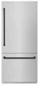 ZLINE Autograph Edition 36" 19.8 Cu. Ft Satin Stainless Steel Built-In Bottom Freezer Refrigerator with Graphite Gray Interior and Matte Black Accents-0