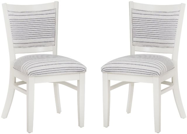 Linon Lourdes 2-Piece Gray Stripe/White Side Chair Set-0
