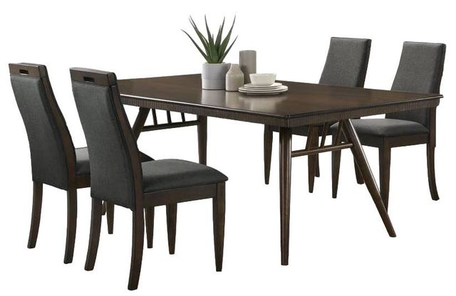 Coaster® Wes 5-Piece Dark Walnut/Gray Dining Table Set-0