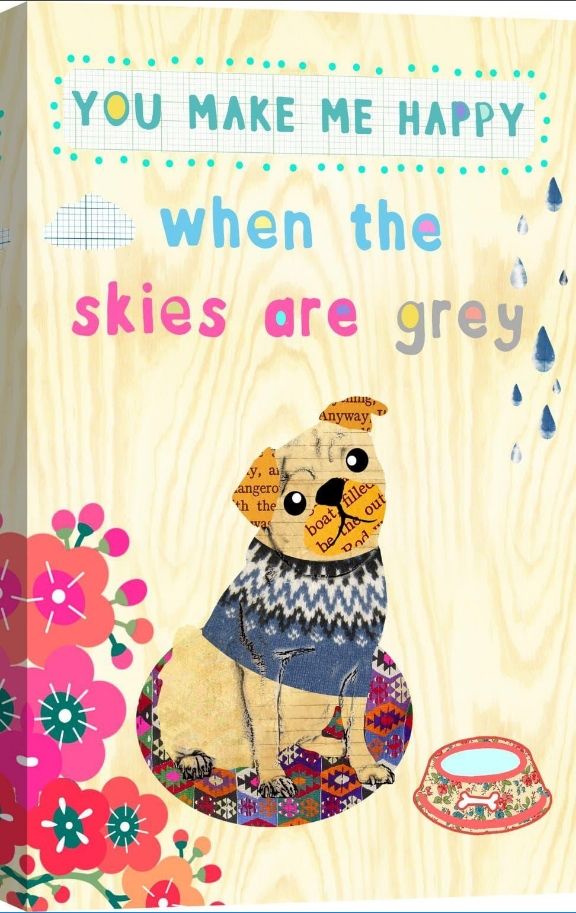 Classy Living Pug in Sweater Sunshine Collage Wall Art-0