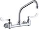 Elkay Chrome Foodservice 8" Centerset Wall Mount Faucet with 8" High Arc Spout and 4" Wristblade Handles-0